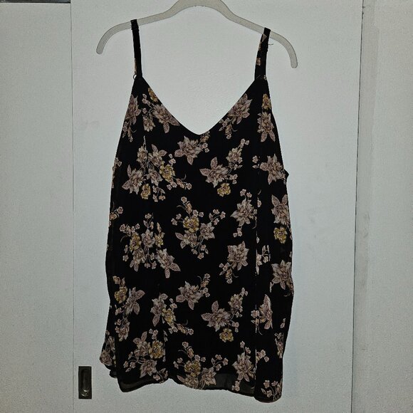 torrid Tops - Torrid Black Floral Chiffon Swing Cami (3X)